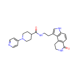 O=C1NCCc2c1ccc1[nH]cc(CCNC(=O)C3CCN(c4ccncc4)CC3)c21 ZINC000043013527