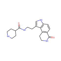 O=C1NCCc2c1ccc1[nH]cc(CCNC(=O)C3CCNCC3)c21 ZINC000043022784