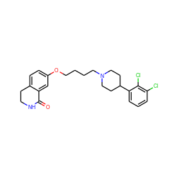 O=C1NCCc2ccc(OCCCCN3CCC(c4cccc(Cl)c4Cl)CC3)cc21 ZINC000113399054