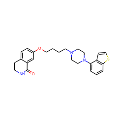 O=C1NCCc2ccc(OCCCCN3CCN(c4cccc5sccc45)CC3)cc21 ZINC000115084133