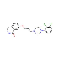 O=C1NCCc2ccc(OCCCN3CCN(c4cccc(Cl)c4Cl)CC3)cc21 ZINC000095555707