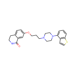 O=C1NCCc2ccc(OCCCN3CCN(c4cccc5sccc45)CC3)cc21 ZINC000115095396