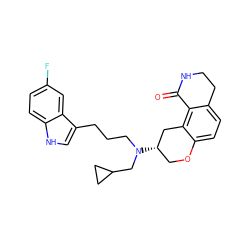 O=C1NCCc2ccc3c(c21)C[C@@H](N(CCCc1c[nH]c2ccc(F)cc12)CC1CC1)CO3 ZINC000034841819