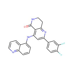 O=C1NCCc2nc(-c3ccc(F)c(F)c3)cc(Nc3cccc4ncccc34)c21 ZINC000116989594