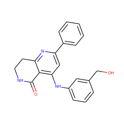 O=C1NCCc2nc(-c3ccccc3)cc(Nc3cccc(CO)c3)c21 ZINC000116989580