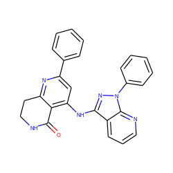 O=C1NCCc2nc(-c3ccccc3)cc(Nc3nn(-c4ccccc4)c4ncccc34)c21 ZINC000116990024