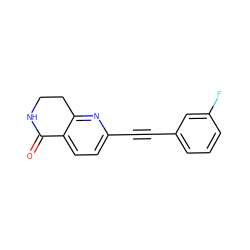 O=C1NCCc2nc(C#Cc3cccc(F)c3)ccc21 ZINC000066074424