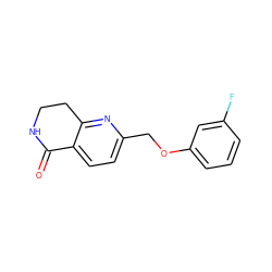 O=C1NCCc2nc(COc3cccc(F)c3)ccc21 ZINC000165803883