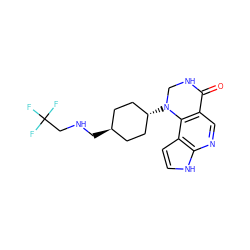 O=C1NCN([C@H]2CC[C@H](CNCC(F)(F)F)CC2)c2c1cnc1[nH]ccc21 ZINC001772644972