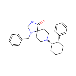 O=C1NCN(Cc2ccccc2)C12CCN([C@H]1CCCC[C@H]1c1ccccc1)CC2 ZINC000028564193