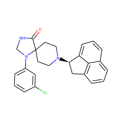 O=C1NCN(c2cccc(Cl)c2)C12CCN([C@@H]1Cc3cccc4cccc1c34)CC2 ZINC000026398664