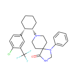 O=C1NCN(c2ccccc2)C12CCN([C@H]1CCCC[C@H]1c1ccc(Cl)c(C(F)(F)F)c1)CC2 ZINC000028566877