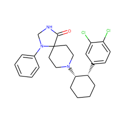 O=C1NCN(c2ccccc2)C12CCN([C@H]1CCCC[C@H]1c1ccc(Cl)c(Cl)c1)CC2 ZINC000028566965