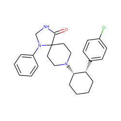 O=C1NCN(c2ccccc2)C12CCN([C@H]1CCCC[C@H]1c1ccc(Cl)cc1)CC2 ZINC000028566760