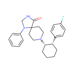 O=C1NCN(c2ccccc2)C12CCN([C@H]1CCCC[C@H]1c1ccc(F)cc1)CC2 ZINC000014024212