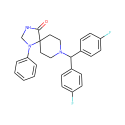 O=C1NCN(c2ccccc2)C12CCN(C(c1ccc(F)cc1)c1ccc(F)cc1)CC2 ZINC000028886225