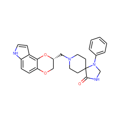 O=C1NCN(c2ccccc2)C12CCN(C[C@@H]1COc3ccc4[nH]ccc4c3O1)CC2 ZINC000012356427