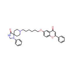 O=C1NCN(c2ccccc2)C12CCN(CCCCCCOc1ccc3oc(-c4ccccc4)cc(=O)c3c1)CC2 ZINC000029331498