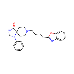 O=C1NCN(c2ccccc2)C12CCN(CCCCc1nc3ccccc3o1)CC2 ZINC000653863944