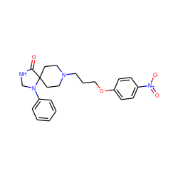 O=C1NCN(c2ccccc2)C12CCN(CCCOc1ccc([N+](=O)[O-])cc1)CC2 ZINC000013832625