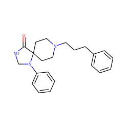 O=C1NCN(c2ccccc2)C12CCN(CCCc1ccccc1)CC2 ZINC000013832621