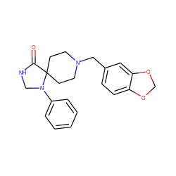 O=C1NCN(c2ccccc2)C12CCN(Cc1ccc3c(c1)OCO3)CC2 ZINC000012356205