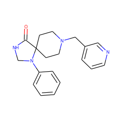 O=C1NCN(c2ccccc2)C12CCN(Cc1cccnc1)CC2 ZINC000024912362