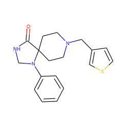 O=C1NCN(c2ccccc2)C12CCN(Cc1ccsc1)CC2 ZINC000028885710