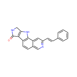 O=C1NCc2[nH]c3c(ccc4cnc(/C=C/c5ccccc5)cc43)c21 ZINC000072109924