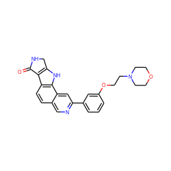 O=C1NCc2[nH]c3c(ccc4cnc(-c5cccc(OCCN6CCOCC6)c5)cc43)c21 ZINC000072140834