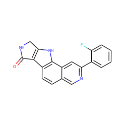 O=C1NCc2[nH]c3c(ccc4cnc(-c5ccccc5F)cc43)c21 ZINC000072111378