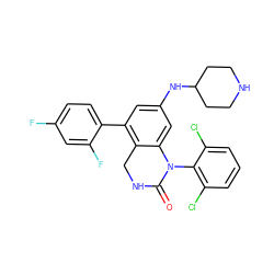 O=C1NCc2c(-c3ccc(F)cc3F)cc(NC3CCNCC3)cc2N1c1c(Cl)cccc1Cl ZINC000013487122