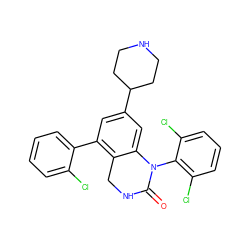 O=C1NCc2c(-c3ccccc3Cl)cc(C3CCNCC3)cc2N1c1c(Cl)cccc1Cl ZINC000013487115