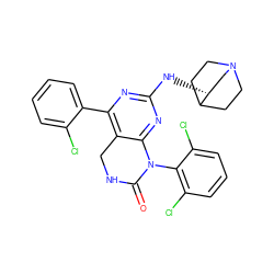 O=C1NCc2c(-c3ccccc3Cl)nc(N[C@@H]3CN4CCC3CC4)nc2N1c1c(Cl)cccc1Cl ZINC000014962982