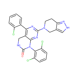 O=C1NCc2c(-c3ccccc3Cl)nc(N3CCc4n[nH]cc4C3)nc2N1c1c(Cl)cccc1Cl ZINC000014962939