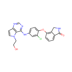 O=C1NCc2c(Oc3ccc(Nc4ncnc5ccn(CCO)c45)cc3Cl)cccc21 ZINC000084669886