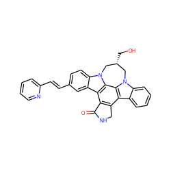 O=C1NCc2c1c1c3cc(/C=C/c4ccccn4)ccc3n3c1c1c2c2ccccc2n1C[C@@H](CO)C3 ZINC000028819574