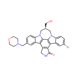 O=C1NCc2c1c1c3cc(Br)ccc3n3c1c1c2c2cc(CN4CCOCC4)ccc2n1C[C@@H](CO)C3 ZINC000028819551