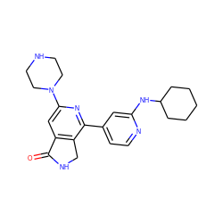 O=C1NCc2c1cc(N1CCNCC1)nc2-c1ccnc(NC2CCCCC2)c1 ZINC000058575058