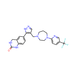 O=C1NCc2cc(-c3[nH]ncc3CN3CCCN(c4ccc(C(F)(F)F)cn4)CC3)ccc2N1 ZINC000144016088