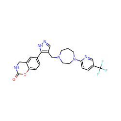 O=C1NCc2cc(-c3[nH]ncc3CN3CCCN(c4ccc(C(F)(F)F)cn4)CC3)ccc2O1 ZINC000144000528