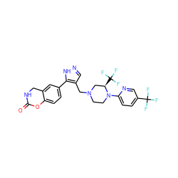 O=C1NCc2cc(-c3[nH]ncc3CN3CCN(c4ccc(C(F)(F)F)cn4)[C@H](C(F)(F)F)C3)ccc2O1 ZINC000144016831