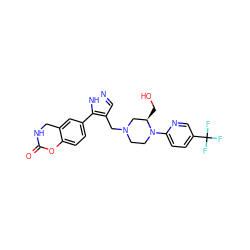 O=C1NCc2cc(-c3[nH]ncc3CN3CCN(c4ccc(C(F)(F)F)cn4)[C@H](CO)C3)ccc2O1 ZINC000144051036