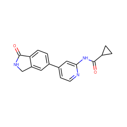 O=C1NCc2cc(-c3ccnc(NC(=O)C4CC4)c3)ccc21 ZINC000299871146