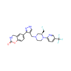 O=C1NCc2cc(-c3n[nH]cc3CN3CCN(c4ccc(C(F)(F)F)cn4)[C@H](CF)C3)ccc2O1 ZINC000148686290