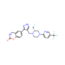 O=C1NCc2cc(-c3n[nH]cc3CN3CCN(c4ccc(C(F)(F)F)cn4)C[C@H]3CF)ccc2O1 ZINC000148693168