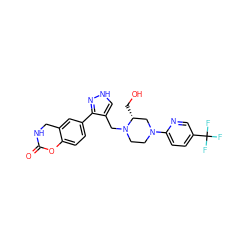 O=C1NCc2cc(-c3n[nH]cc3CN3CCN(c4ccc(C(F)(F)F)cn4)C[C@H]3CO)ccc2O1 ZINC000148674422