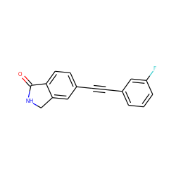 O=C1NCc2cc(C#Cc3cccc(F)c3)ccc21 ZINC000066078458