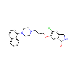 O=C1NCc2cc(Cl)c(OCCCN3CCN(c4cccc5ccccc45)CC3)cc21 ZINC000064539556