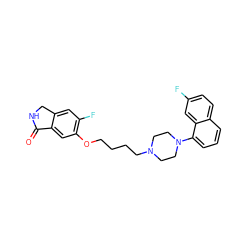 O=C1NCc2cc(F)c(OCCCCN3CCN(c4cccc5ccc(F)cc45)CC3)cc21 ZINC000064540137